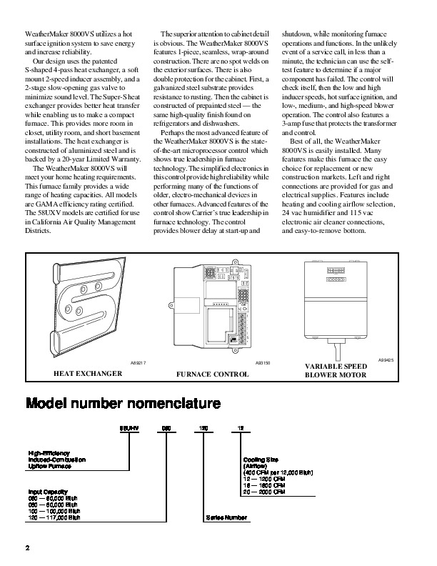 Carrier 58UHV 3PD Gas Furnace Owners Manual