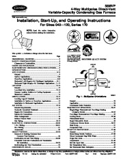 Carrier 58MVP 12SI Gas Furnace Owners Manual page 1