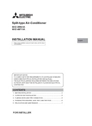 Mitsubishi MXZ 3B54VA MXZ 4B71VA Air Conditioner Installation Manual page 1