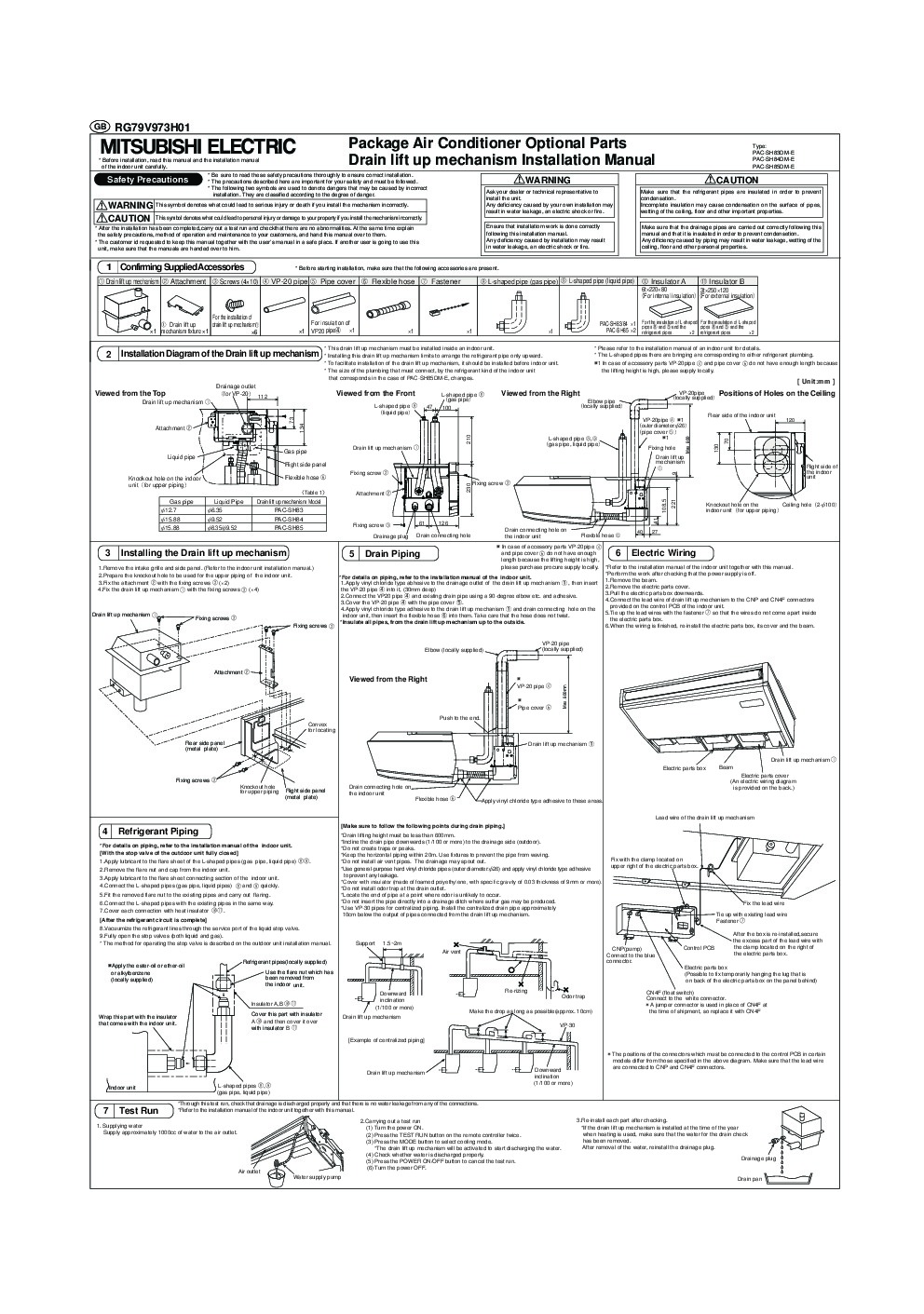 Mitsubishi RG79V973H01 Air Conditioner Owners Installation Manual 1