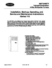 Carrier 58ST 12SI Gas Furnace Owners Manual page 1