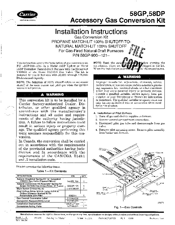Carrier 58DP 58GP 2SI Gas Furnace Owners Manual