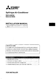 Mitsubishi MXZ 4A80VA MXZ 5A100VA Air Conditioner Installation Manual page 1