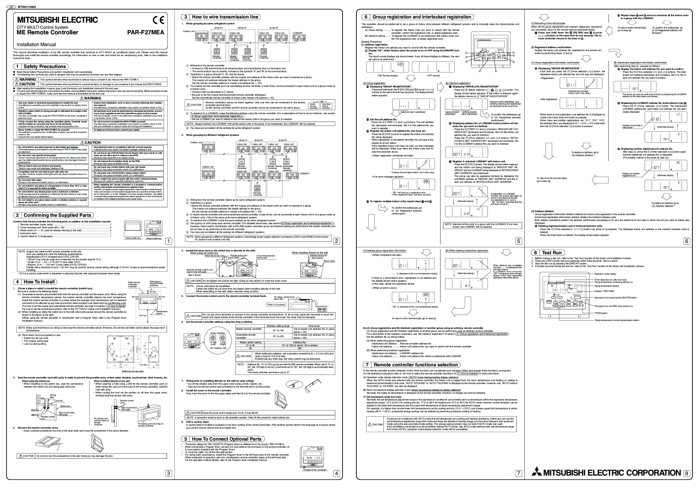 Mitsubishi aircon remote control manual