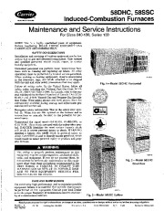 Carrier 58D 58S 3SM Gas Furnace Owners Manual page 1