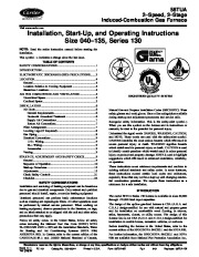 Carrier 58TUA 8SI Gas Furnace Owners Manual page 1