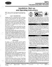 Carrier 58EFA 1SI Gas Furnace Owners Manual page 1
